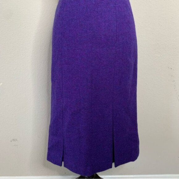 Avoca Collection Purple Vintage High Waist Midi A-Line Skirt - Picture 4 of 12